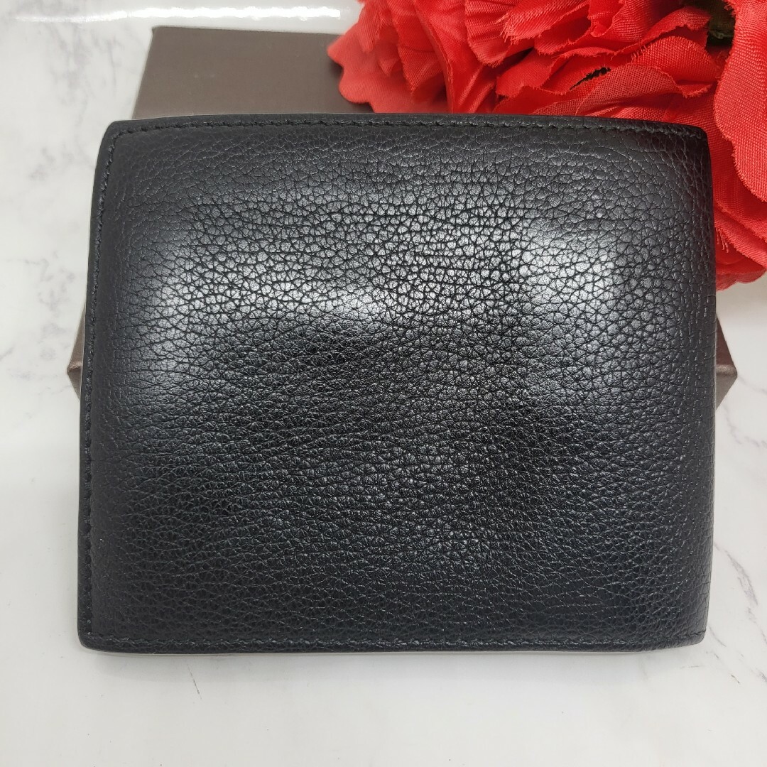 極美品】 GUCCI グッチ ロゴ 2つ折り財布 財布 GG ブラック-
