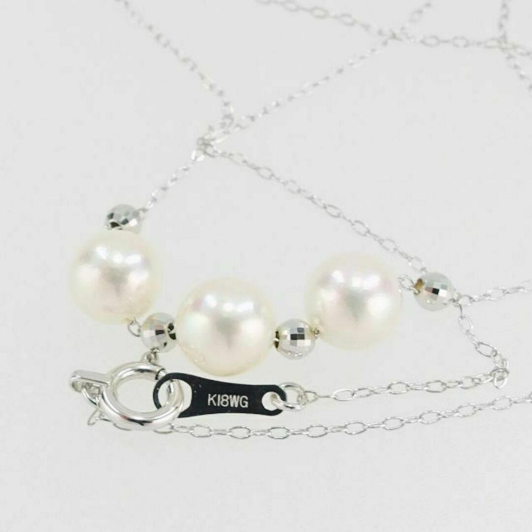 K18WG アコヤ真珠ネックレス 5.5mm ステーション 即購入可-