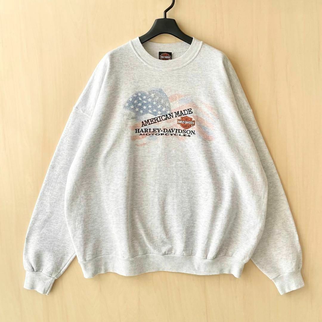 ハーレーダビッドソン スウェット 古着 刺繍ロゴ 霜降り パソコン