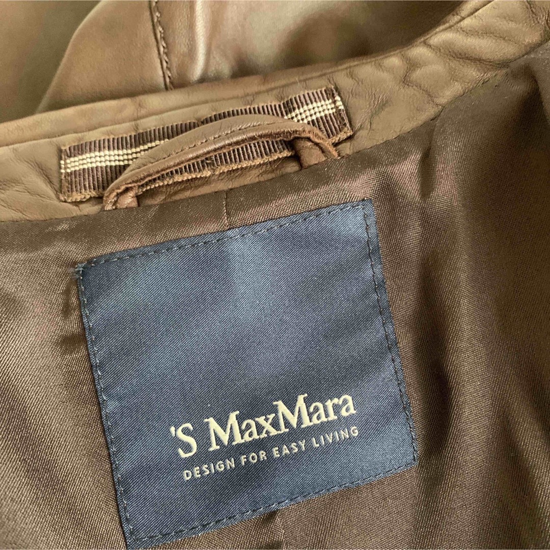 綺麗め　S'MaxMara 40 レザージャケット　ダークブラウン 5