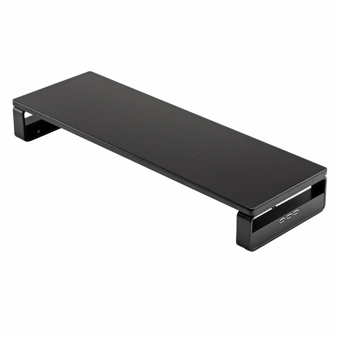 【色: ブラック】サンワダイレクト モニター台 USBハブ3ポート+電源タップ2
