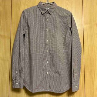 ユニクロ(UNIQLO)のユニクロ シャツ 長袖 ギンガムチェック ブラウン(シャツ/ブラウス(長袖/七分))