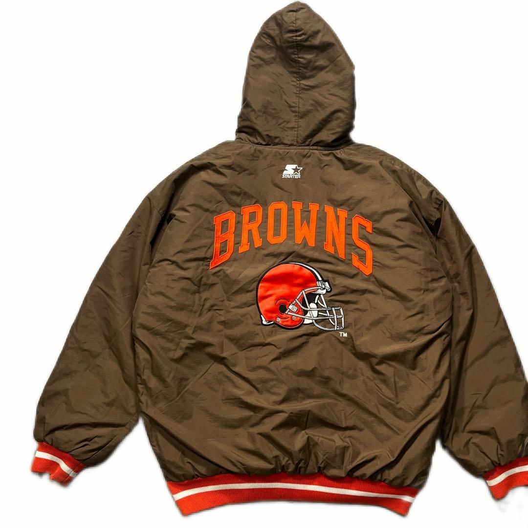 73身幅【NFL】Cleveland Browns ブラウンズ フードスタジャン