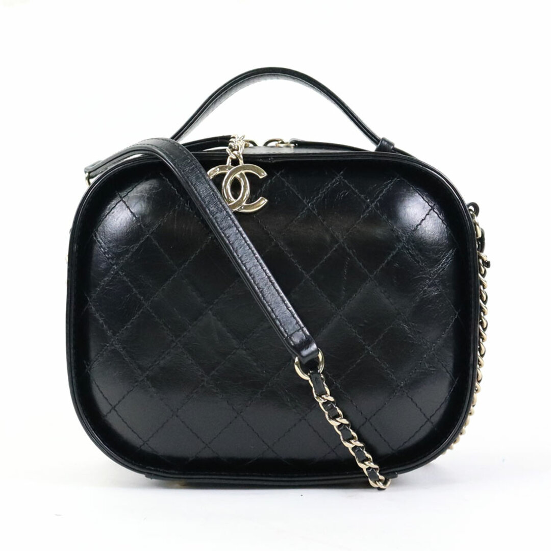 ファスナー式開閉ポケットx2シャネル CHANEL 斜め掛けショルダーバッグ ココマーク レザー ブラック レディース 送料無料 99727g