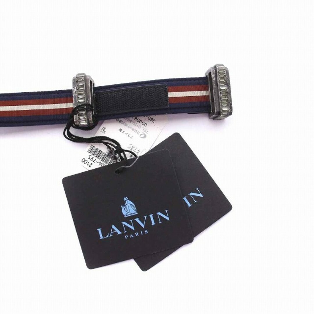 LANVIN(ランバン)のランバン 2015年製 ベルト ボーダー ビジュー L ダークネイビー ブラウン レディースのファッション小物(ベルト)の商品写真