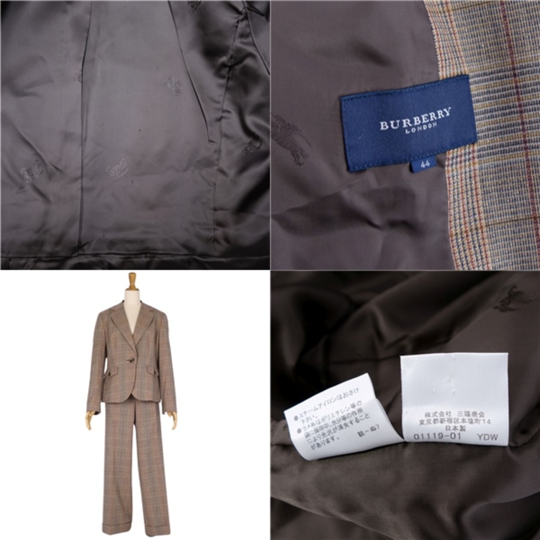 バーバリー ロンドン BURBERRY LONDON セットアップ パンツスーツ ジャケット スラックス チェック柄 レディース 44(L相当) ブラウン バーバリー ロンドン BURBERRY LONDON セットアップ パンツスーツ ジャケット スラックス チェック柄 レディース 44(L相当) ブラウン