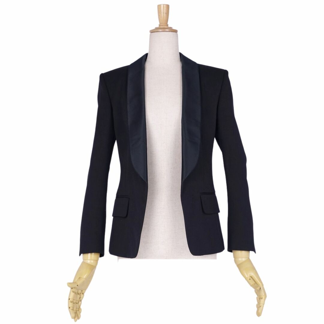美品 バルマン BALMAIN ジャケット テーラードジャケット タキシード ボタンレス シングル ウール アウター レディース 34(S相当) ブラック 美品 バルマン BALMAIN ジャケット テーラードジャケット タキシード ボタンレス シングル ウール アウター レディース 34(S相当) ブラック