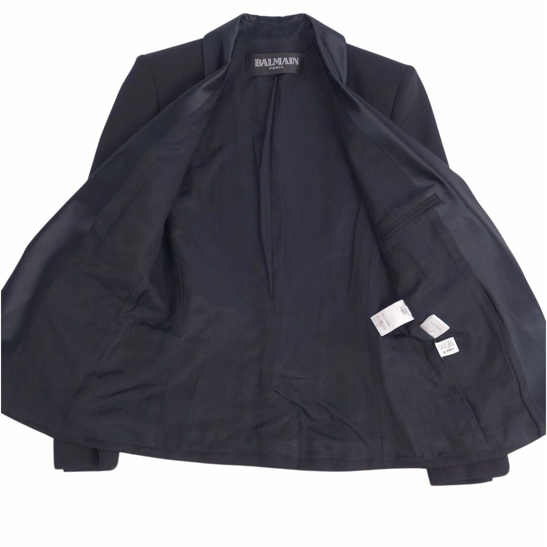 美品 バルマン BALMAIN ジャケット テーラードジャケット タキシード ボタンレス シングル ウール アウター レディース 34(S相当)  ブラック