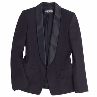 バルマン(BALMAIN)の美品 バルマン BALMAIN ジャケット テーラードジャケット タキシード ボタンレス シングル ウール アウター レディース 34(S相当) ブラック(テーラードジャケット)