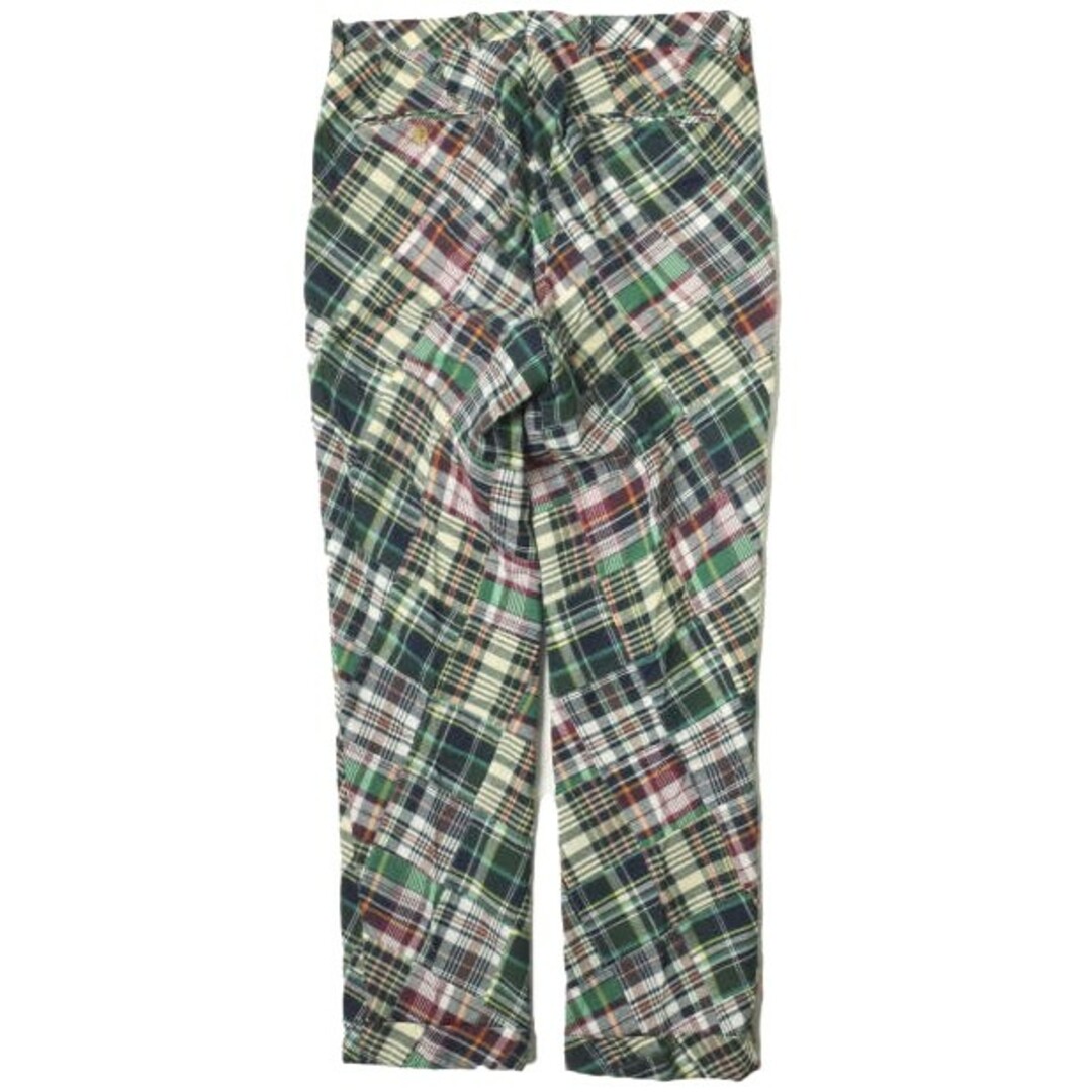 KENNETH FIELD ケネスフィールド 22SS 日本製 TRIM TROUSER 1P PATCH MADRAS マドラスチェック パッチワーク 1タックトラウザー 31 マルチ テーパード パンツ ボトムス【KENNETH FIELD】