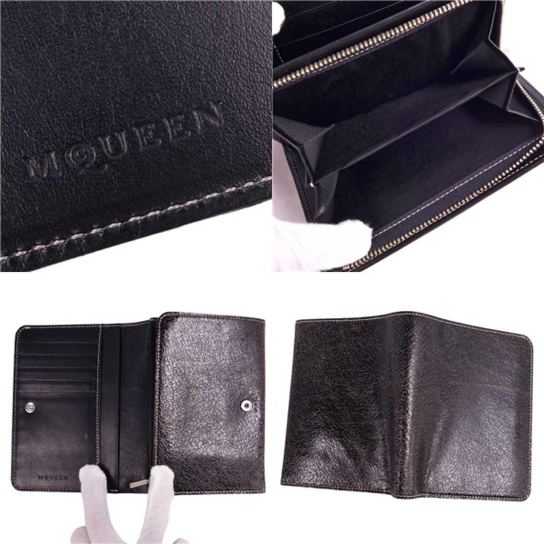 Alexander McQueen(アレキサンダーマックイーン)の美品 アレキサンダーマックイーン Alexander McQueen 財布 ウォレット コンパクトウォレット 二つ折り レザー メンズ ブラウン メンズのファッション小物(折り財布)の商品写真