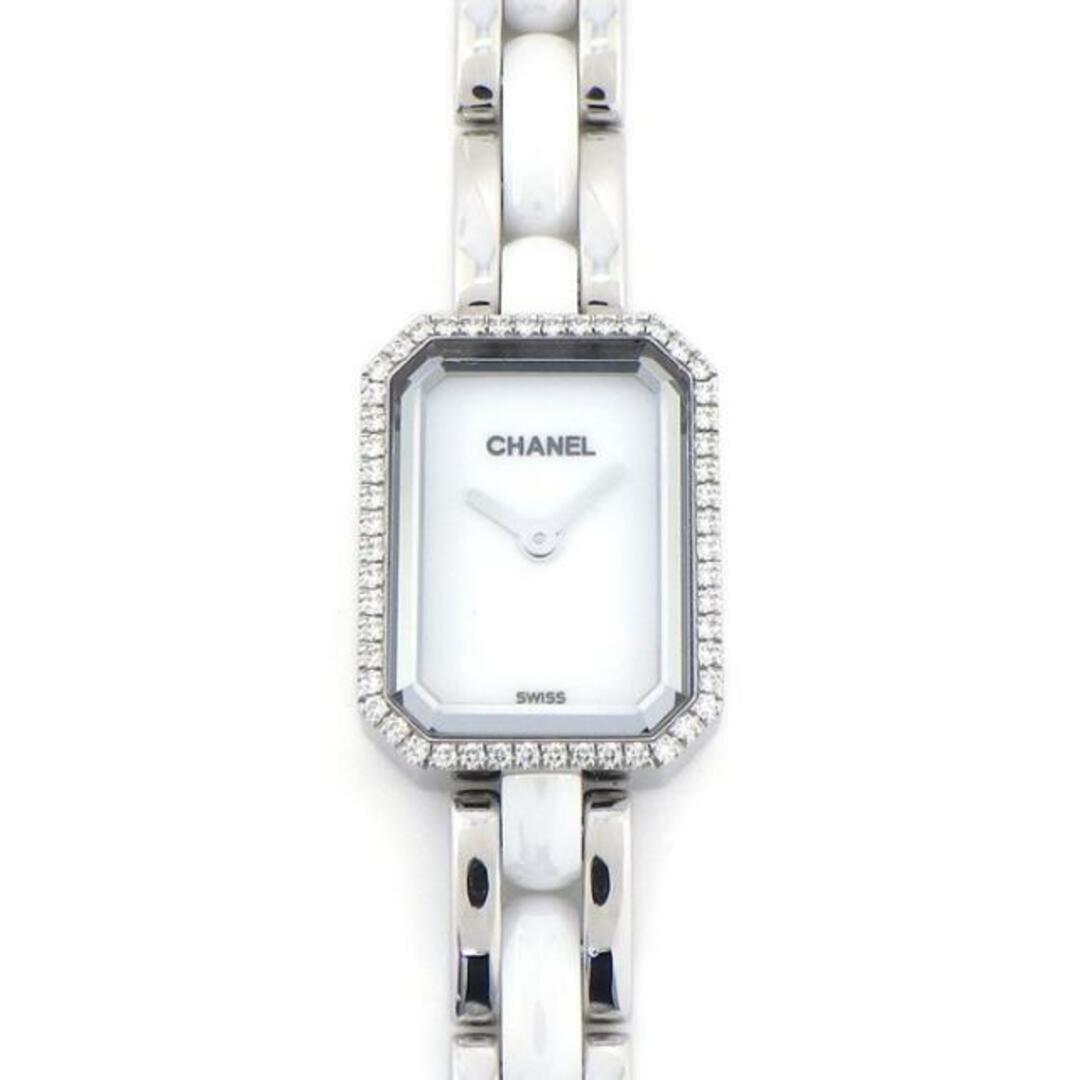 シャネル CHANEL 腕時計 プルミエール H2132 52ポイント ダイヤモンド ベゼル 0.26ct レクタンギュラー ホワイトラッカー 文字盤 SS ホワイトセラミック ブレス クオーツアナログ