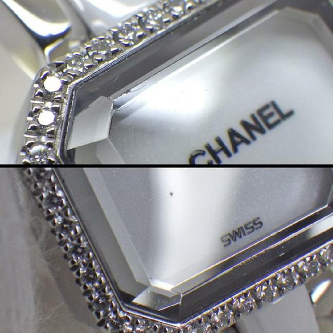 シャネル CHANEL 腕時計 プルミエール H2132 52ポイント ダイヤモンド ベゼル 0.26ct レクタンギュラー ホワイトラッカー 文字盤 SS ホワイトセラミック ブレス クオーツアナログ