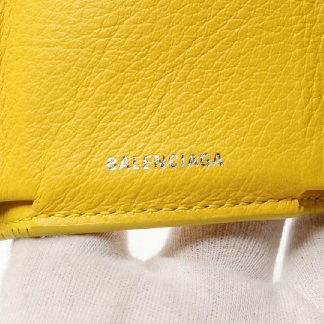Balenciaga(バレンシアガ)のペーパーミニウォレット コンパクトウォレット 三つ折り財布 レザー イエロー レディースのファッション小物(財布)の商品写真