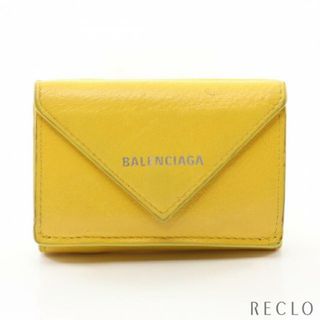 バレンシアガ(Balenciaga)のペーパーミニウォレット コンパクトウォレット 三つ折り財布 レザー イエロー(財布)