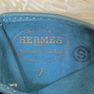 HERMES　セリエ　レザーグローブ　手袋　サイズ7 　ブルー系