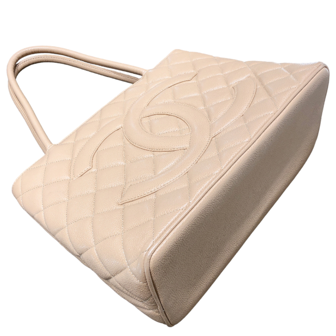 シャネル CHANEL 復刻トート A01804 ベージュ GD金具 キャビアスキン レディース ハンドバッグ