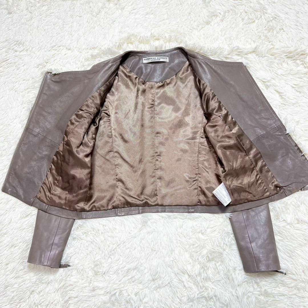 キャサリンハムネット ノーカラー ダブルライダースジャケット