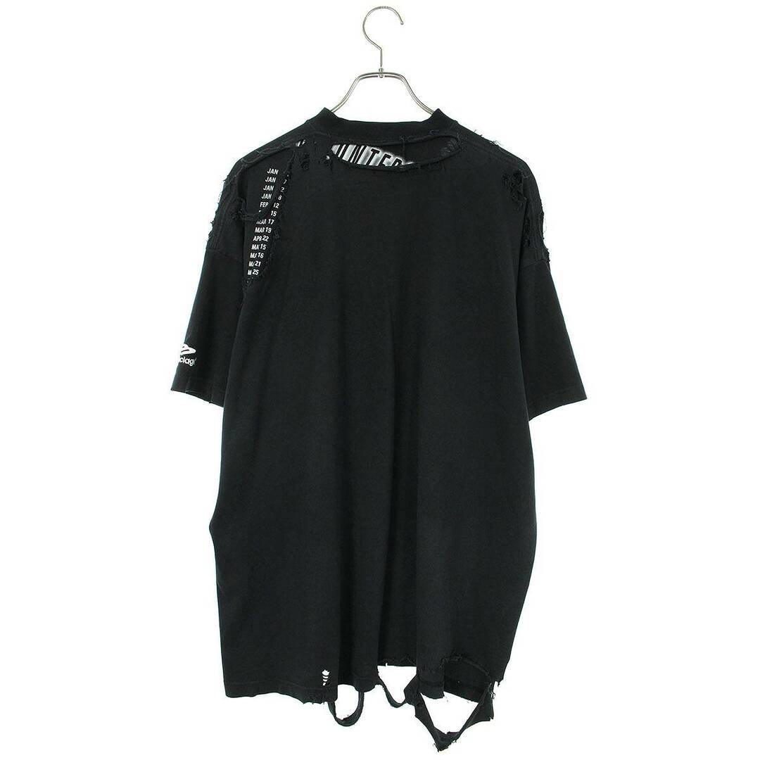 BALENCIAGA バレンシアガ デストロイダメージオーバーサイズロゴTシャツ ブラウン S