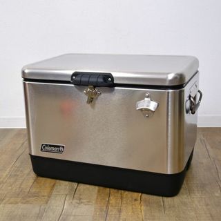 コールマン(Coleman)の美品 コールマン Coleman 54QT ステンレス スチールベルト クーラー シルバー クーラーボックス 約51L キャンプ アウトドア(その他)