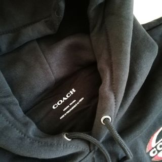 COACH コーチ フーディー レザーエルボーパッチ 黒