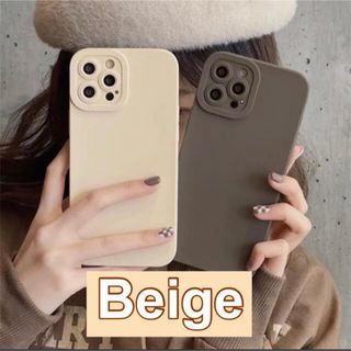 iPhoneケース　くすみカラー　ベージュ　ラテ　ミルク　 韓国 スマホケース(iPhoneケース)