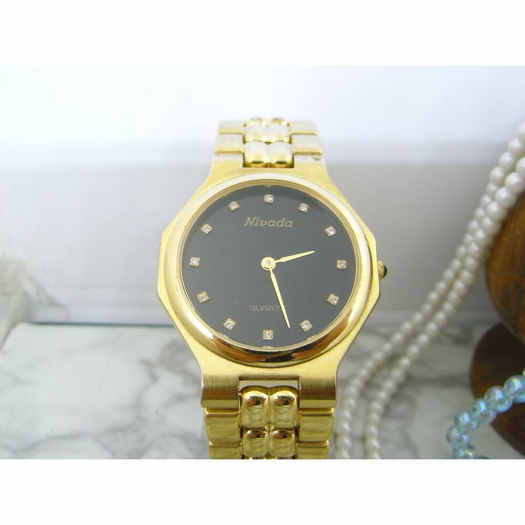 腕時計(アナログ)Nivada Wrist Watch Gold Quartzニバダ腕時計ゴールド