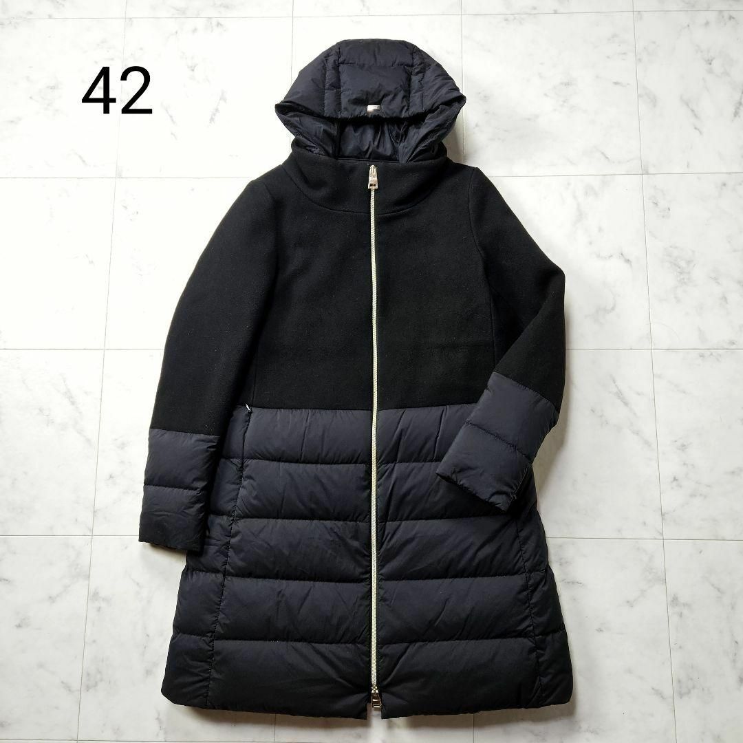 ヘルノ　ダウンコート　ネイビー　42　ロング　Light Insulation