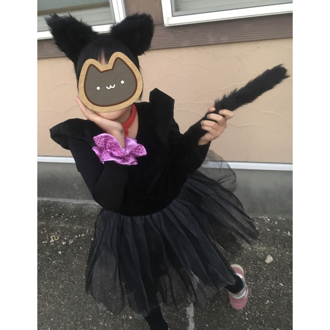 ハロウィン仮装　黒猫ちゃん　140cm エンタメ/ホビーのコスプレ(衣装一式)の商品写真