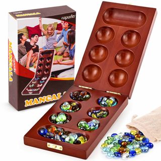 ropoda Mancala ボードゲームセット 折りたたみラバーウッドボード (その他)