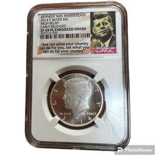 追悼50周年記念 2014年 ケネディ 50C 銀貨 NGC SP69(貨幣)