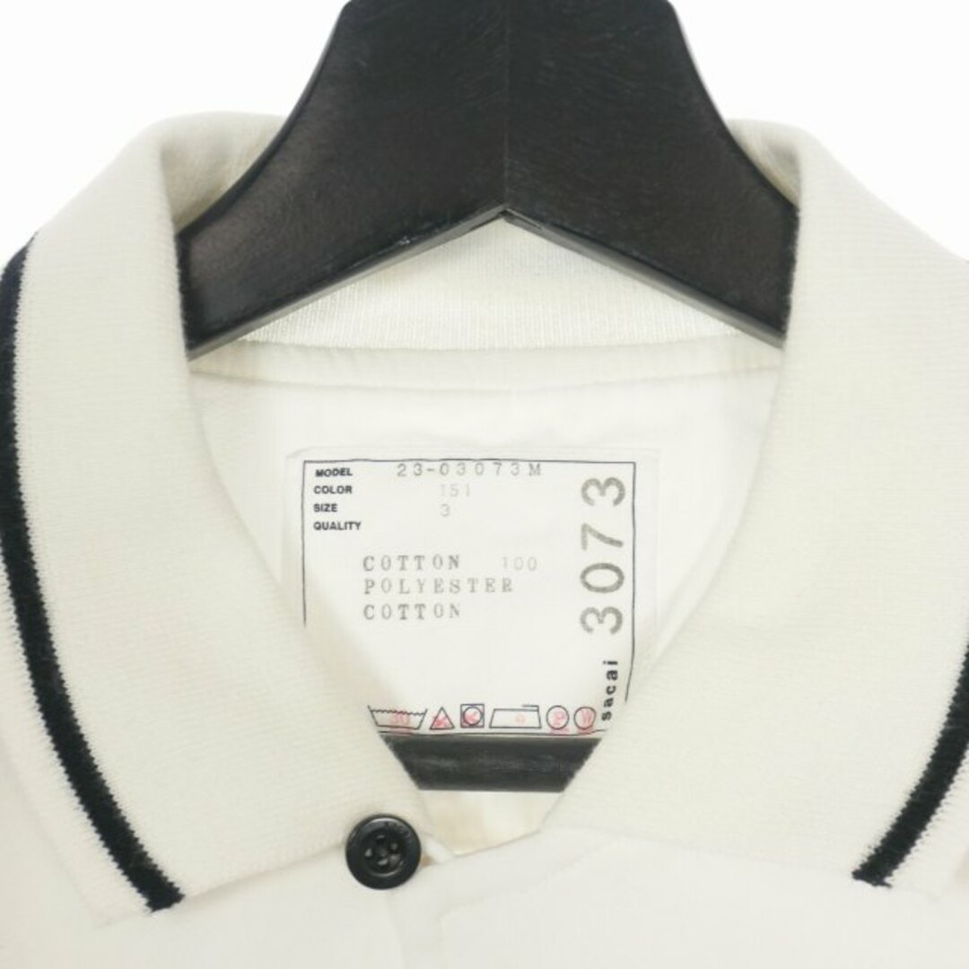 sacai - sacai 23SS レイヤード コットン ジャージー シャツ 半袖 3 白