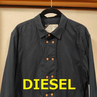ディーゼル 2021年 シャツ ジャケット 半袖 レザー 牛革 黒 IBO13