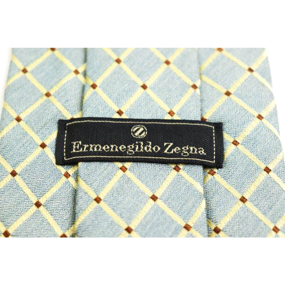 エルメネジルドゼニア ブランド ネクタイ シルク 格子柄 ドット柄 高級 メンズ ブルー Ermenegildo Zegna
