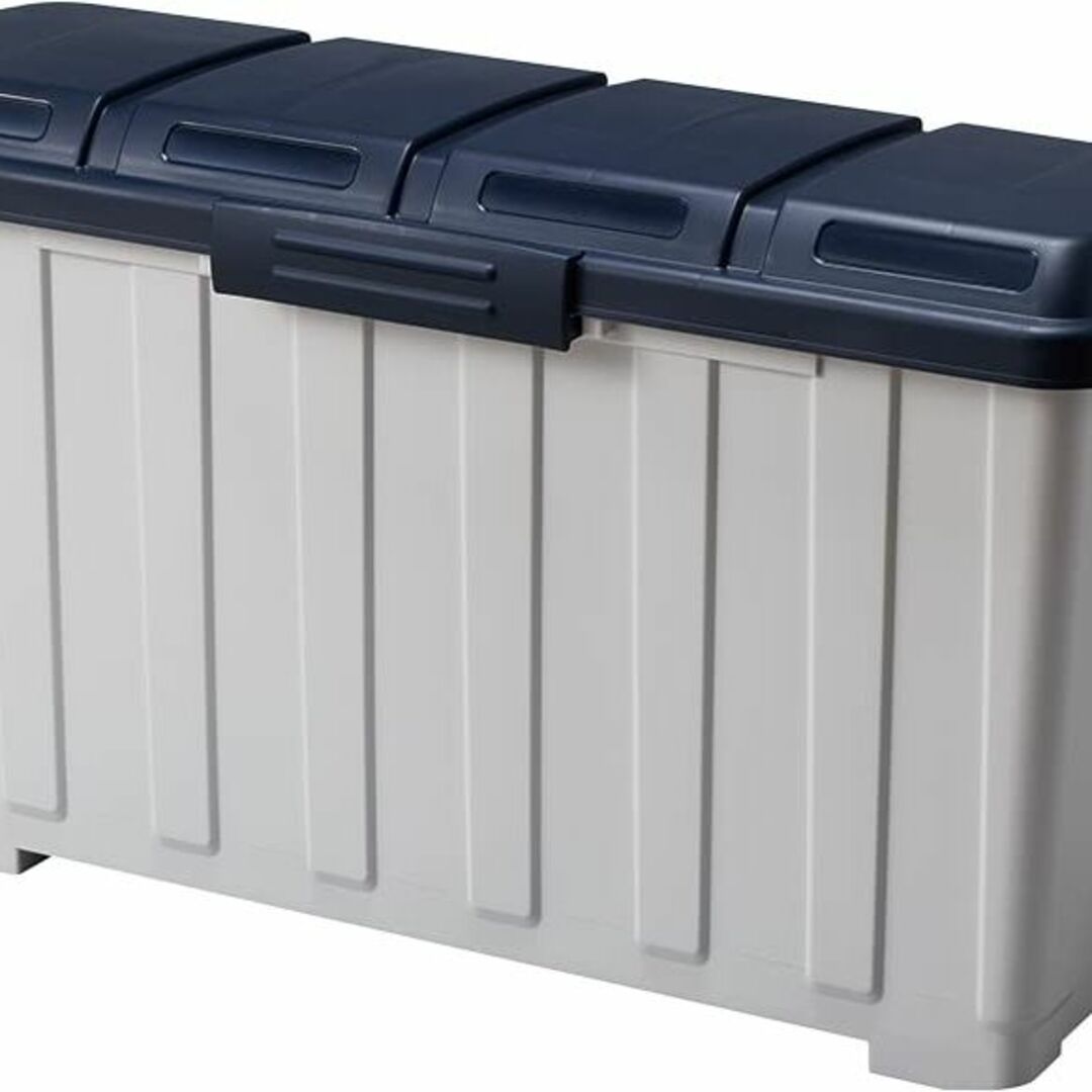 【色: ブルー】アスベル フタ付きゴミ箱 4分別ダストボックス 分別用仕切付き