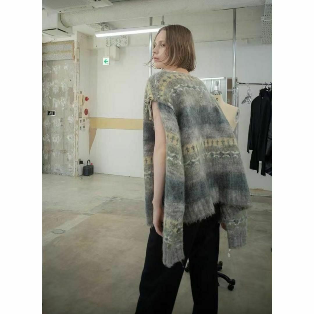 完売色 PERVERZE Blend Border Knit Cardigan