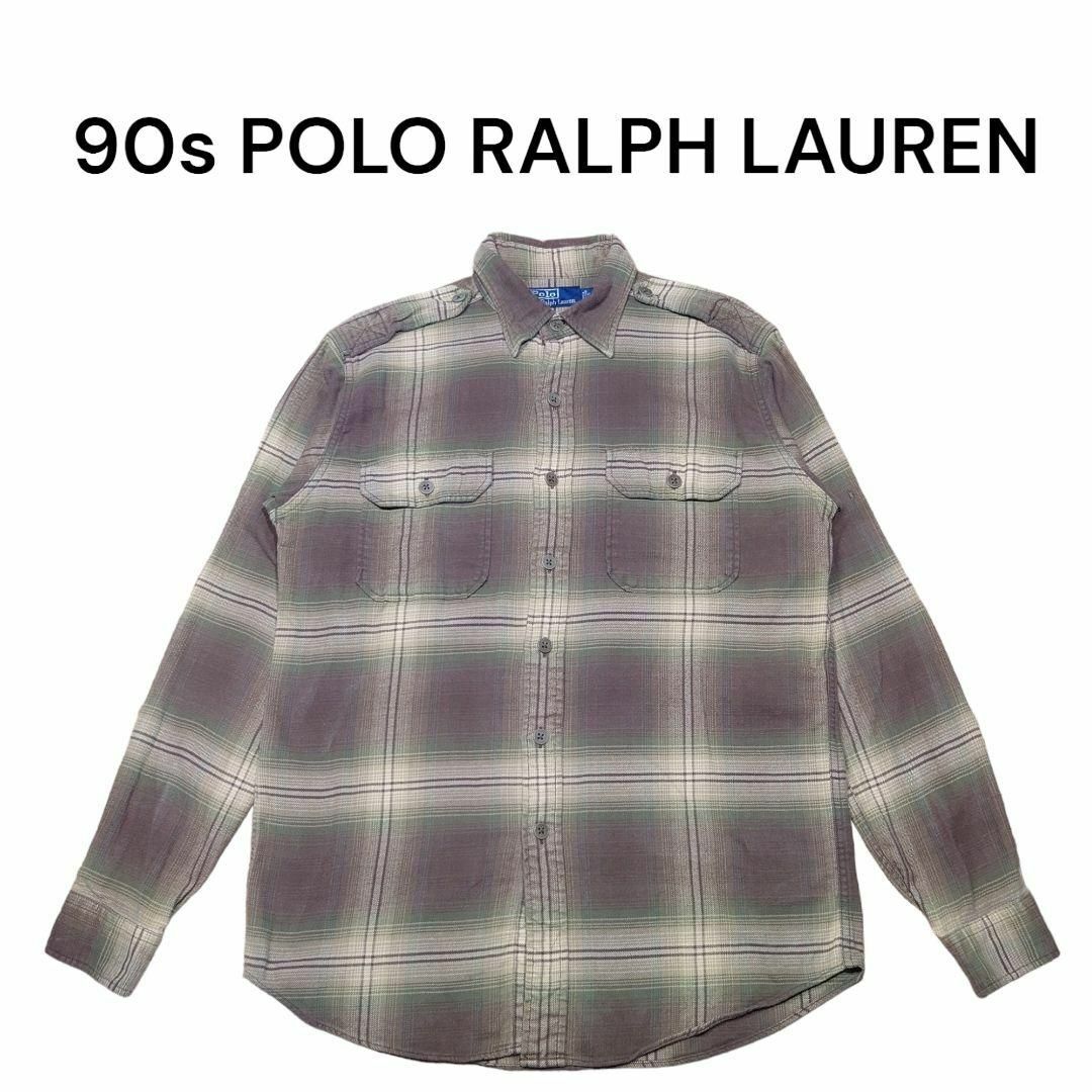 90s ポロラルフローレン オンブレチェックシャツ 古着 POLO RALPH LAUREN-