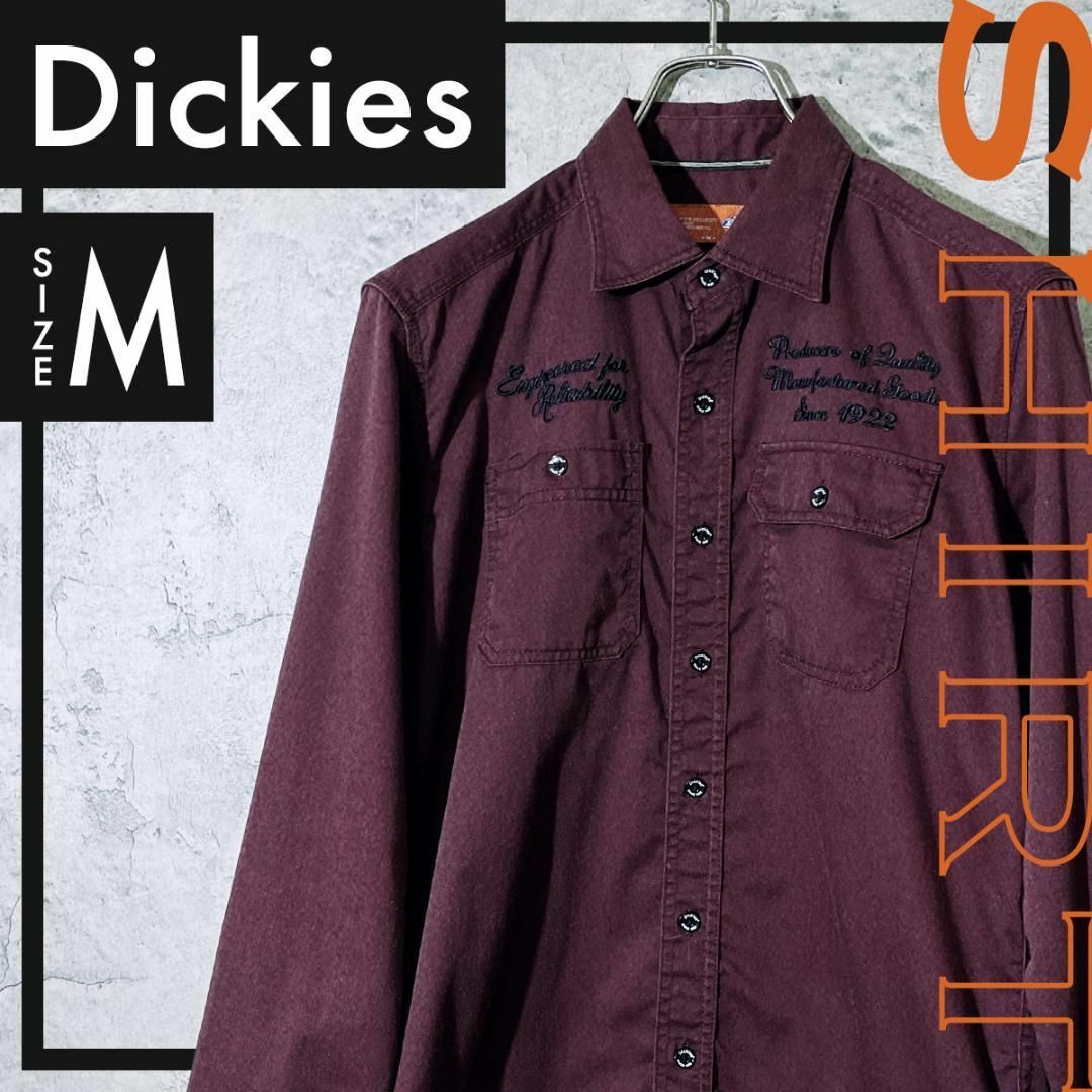 US Dickies ディッキーズ  ワークシャツ 刺繍 デザイン M