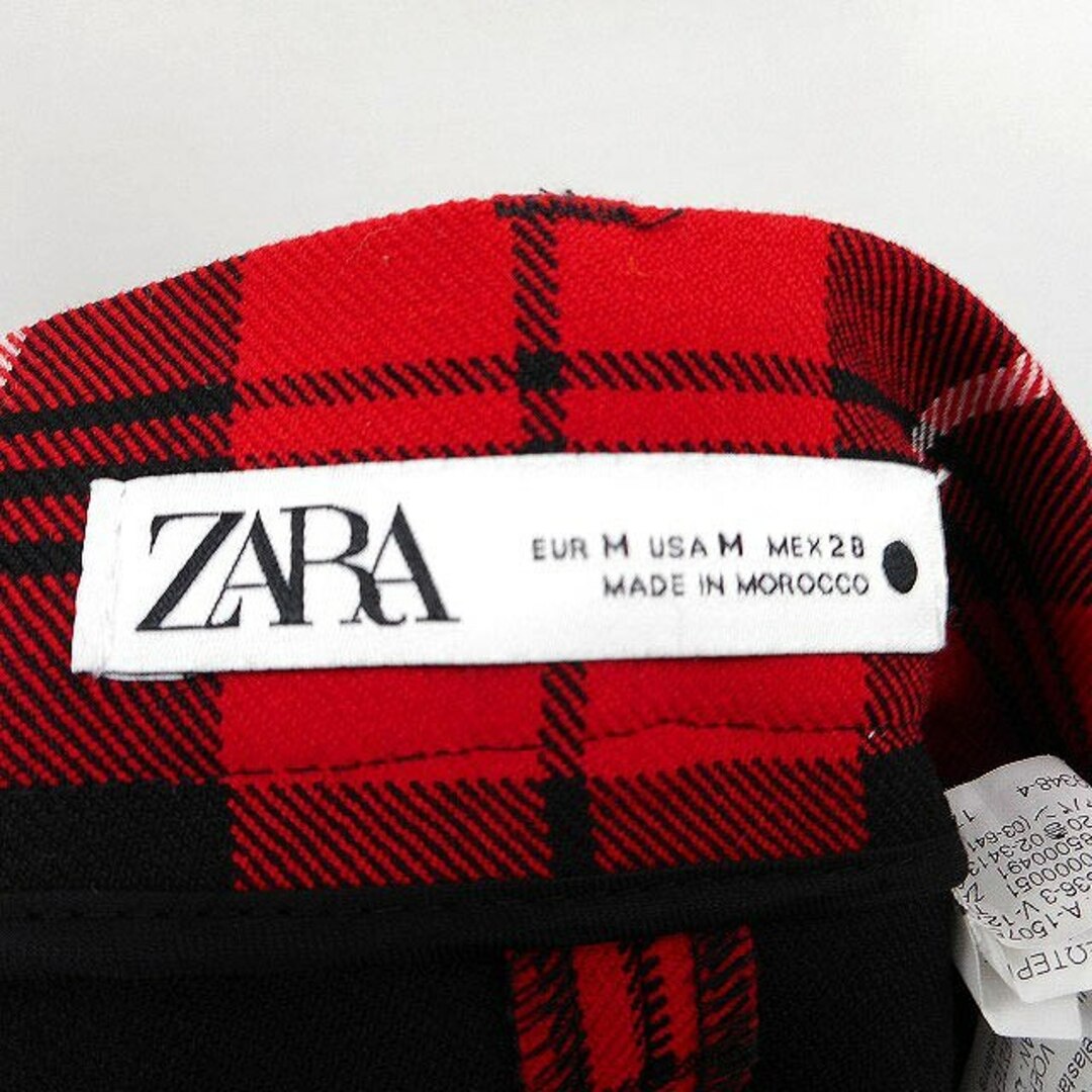 ZARA(ザラ)のザラ ZARA タイト スカート ロング ミモレ丈 チェック 柄 M レッド 赤 レディースのスカート(ロングスカート)の商品写真