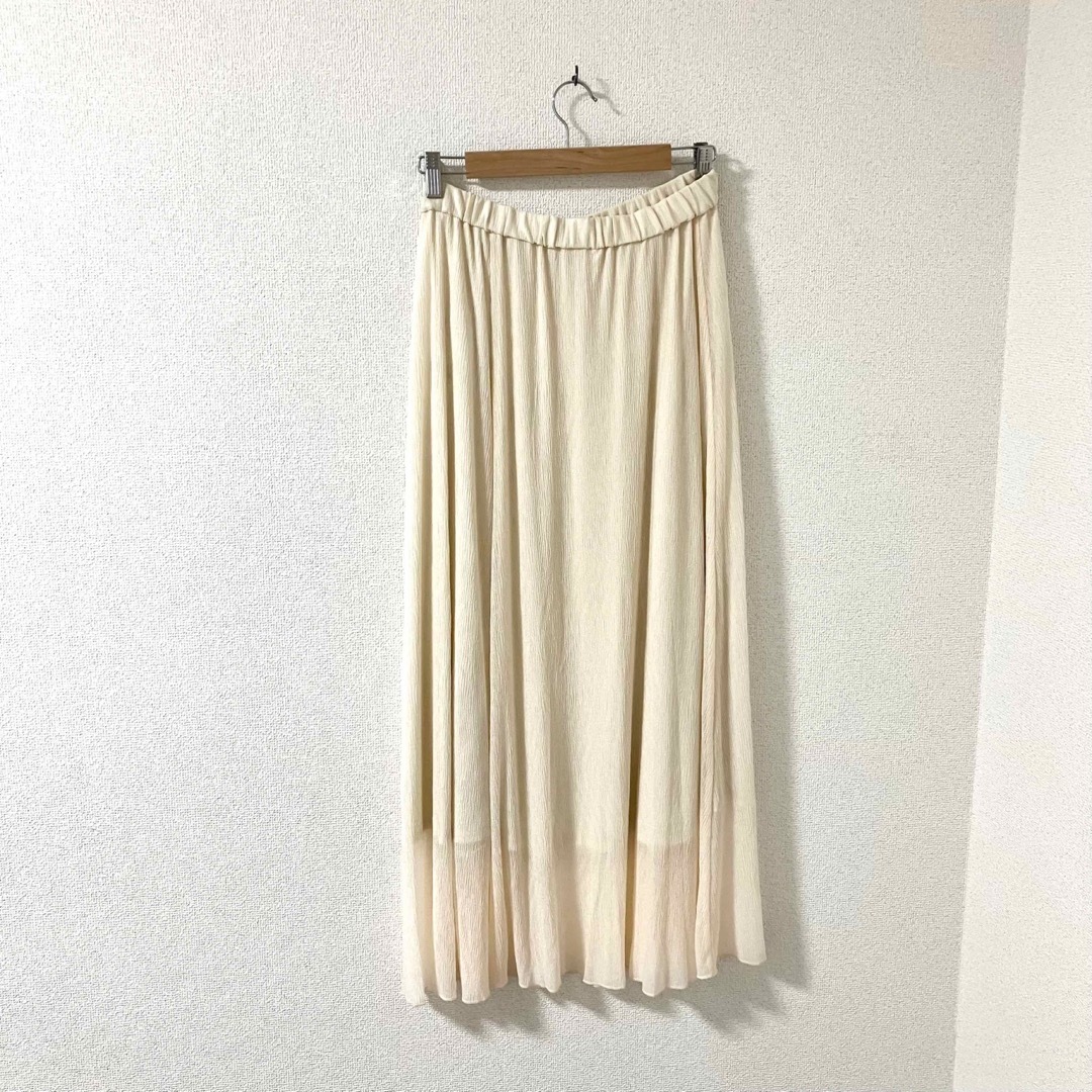 coen(コーエン)の【coen】フレア シアー 裏地付 ロングスカート ナチュラルホワイト L レディースのスカート(ロングスカート)の商品写真