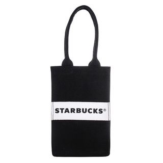 スターバックスコーヒー(Starbucks Coffee)のスターバックス　日本未入荷　スタバロゴ入り　帆布ドリンクホルダー ブラック(エコバッグ)