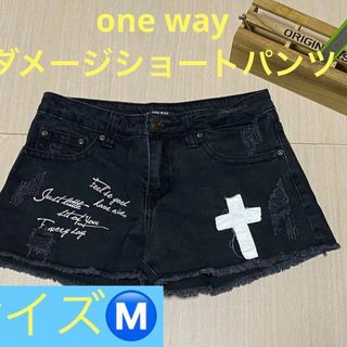 ワンウェイ(one*way)のone way  ダメージショートパンツワンウェイMサイズブラックシートパン(ミニスカート)