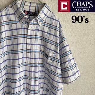 チャップス(CHAPS)の90s Chaps ralphlauren 半袖　チェックシャツ　XLサイズ(シャツ)