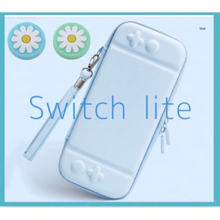 ニンテンドースイッチ(Nintendo Switch)のブルー水色　お花　可愛い♡Switch liteケースカバー スイッチライト(その他)