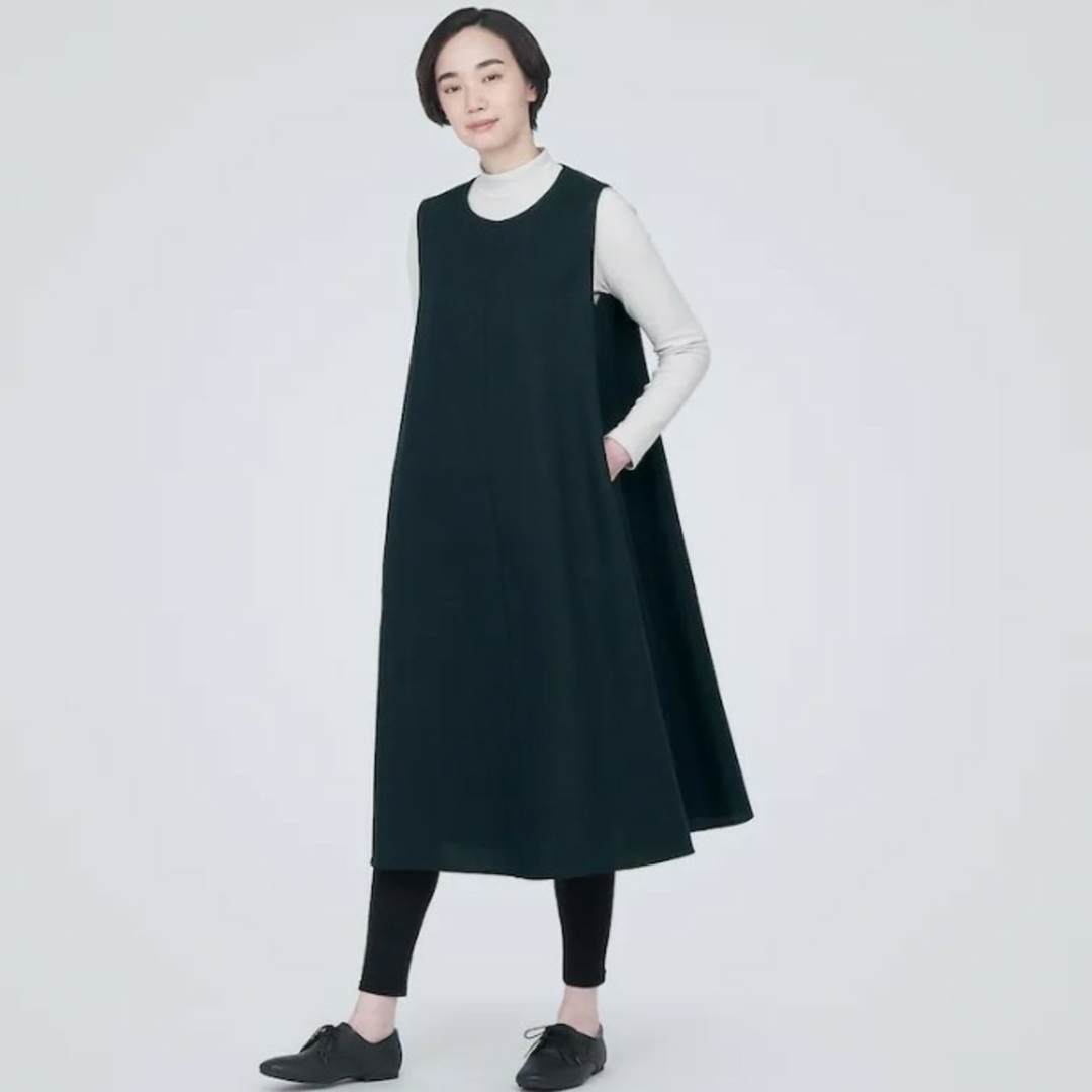 MUJI (無印良品)(ムジルシリョウヒン)の≪新品≫ 無印良品 起毛 ジャンパースカート  ／ダークネイビー／Ｍ レディースのワンピース(ひざ丈ワンピース)の商品写真