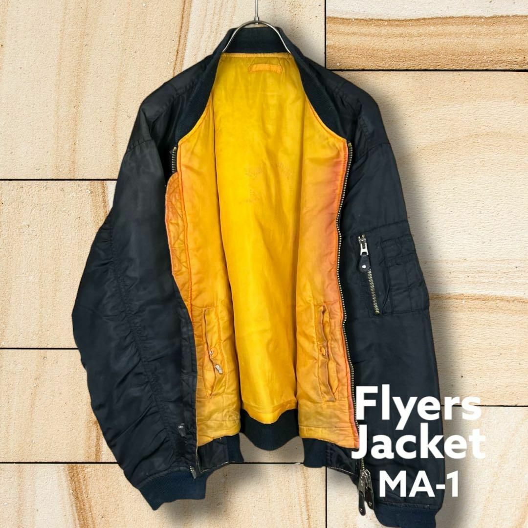 【MA-1】ボンバー ジャケット ブルゾン ミリタリー ブラック L メンズのジャケット/アウター(フライトジャケット)の商品写真
