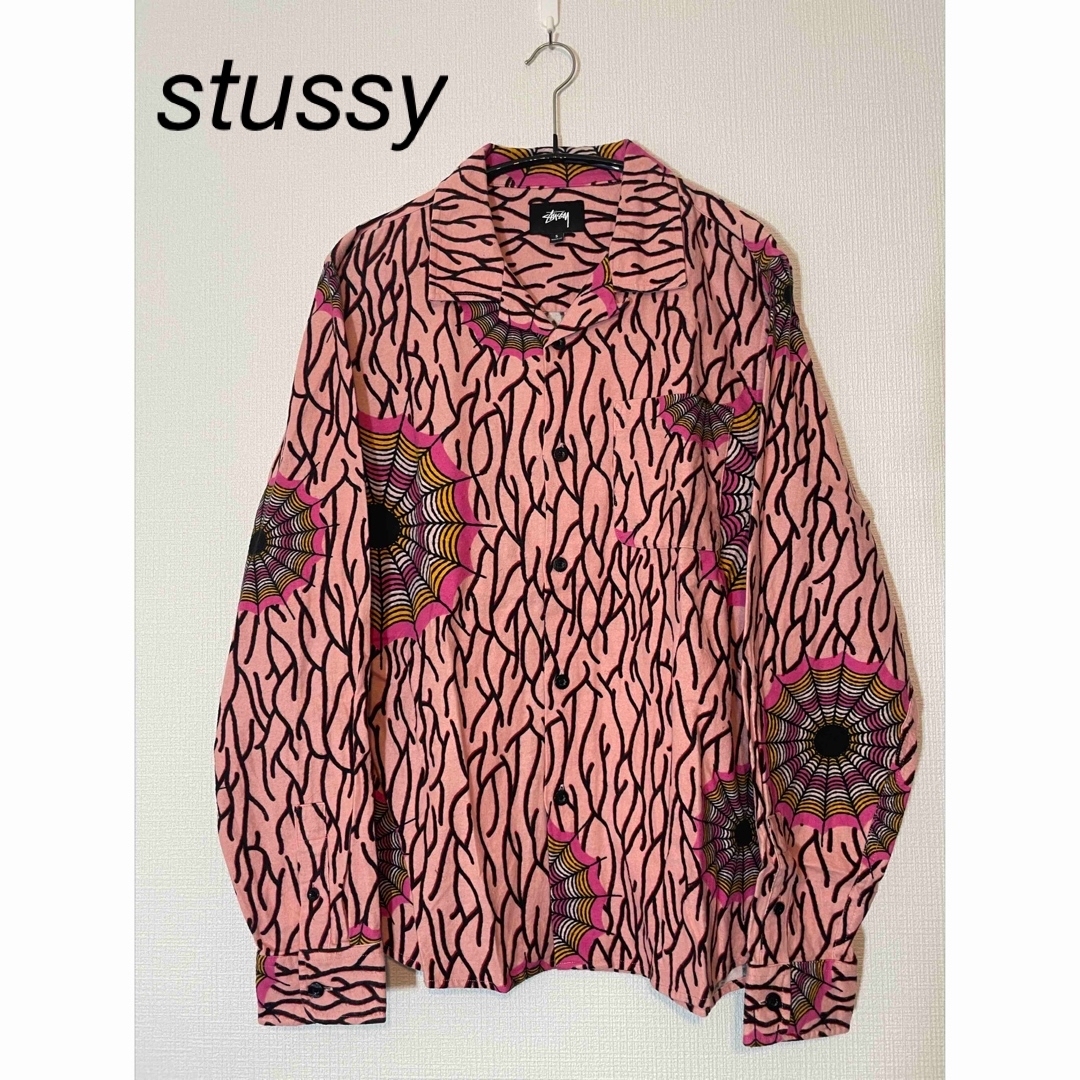 stussy スパイダーウェブシャツ　ピンク