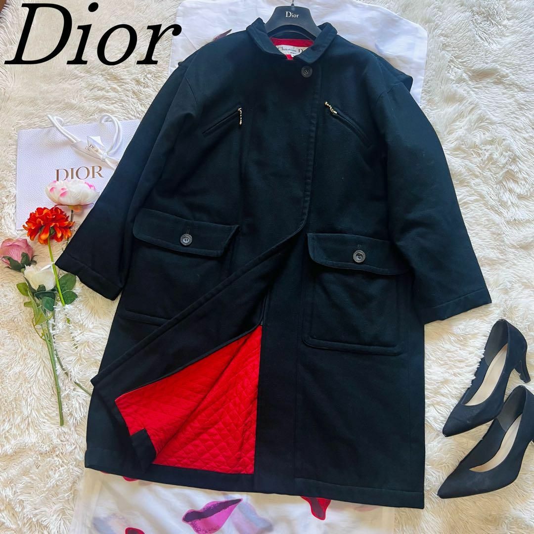 【希少】Christian Dior ロングコート ブラック レッド M | フリマアプリ ラクマ