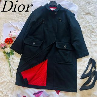 クリスチャンディオール(Christian Dior)の【希少】Christian Dior ロングコート ブラック レッド M(ロングコート)