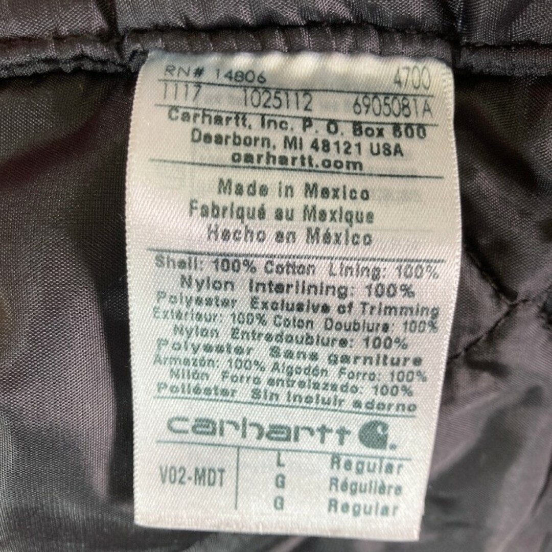 ★CARHARTT カーハート メキシコ製 ダック地 裏地キルティング ベスト ダークネイビー sizeL